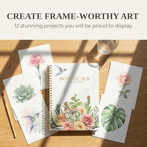 Beautiful Watercolor Book for Beginners - Guided Watercolor Painting Workbook w 12 Botanical Designs on Premium Paper - Relaxing Watercolor Activity Book for Adults & Perfect Art Gift for Women — view 2