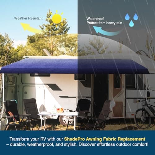 Shade Pro RV Awning Fabric Replacement | Durable Standard Grade Vinyl (17' [Fabric 16' 2"], Solid White) Camper Shade Awning Canopy