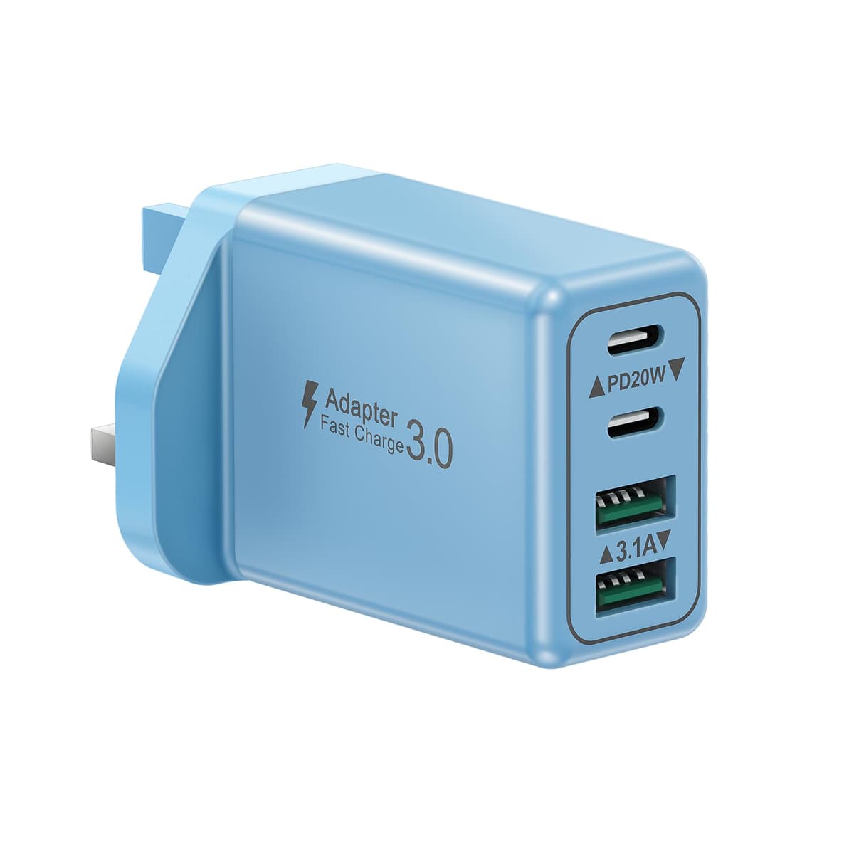 USB C Plug, 40W 4-Port Fast Charger Plug UK Dual Port PD Power Adapter +QC Multi Mains Wall Charger Type C Charging Plug for iPhone 16 15 14 13 12 11 Pro Max Plus XS XR SE,Samsung, iPad, AirPods — view 8