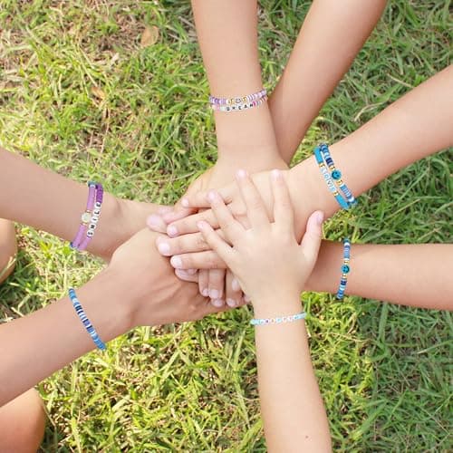 YALASOBA Colorful Smile Heart Star Bracelets Set - Y2K Kidcore Aesthetic - Polymer Clay Pearl Beaded Charm Stackable Jewelry for Women, Girls, Teens(Purple) — view 4
