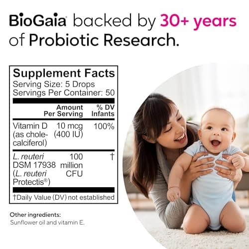BioGaia Protectis Baby Probiotic Drops | Colic & Gas Relief + Vitamin D | Safe for Newborns | Ease Crying, Fussing, Colic, Gas, Spit-ups & Constipation | No Dairy, Soy & Gluten | 50 Day Supply | 10mL — view 8