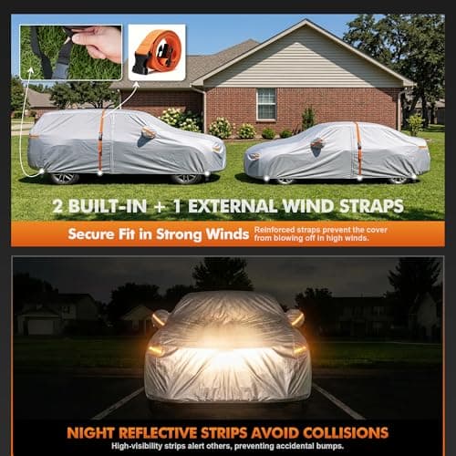 Tozaroa Car Cover Waterproof All-Weather,Heavy-Duty Outdoor Full Exterior Automobiles SUV(Length 191-201 inch) with Windshield Sun Shade Universal Fit Ford Explorer,Toyota Highlander,Durango etc — view 4