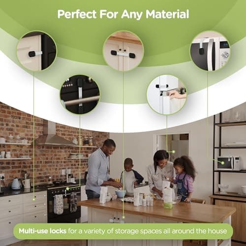 Baby Proofing Child Safety Locks (2 Pack) by Skyla Homes - The Safest, Quickest and Easiest 3M Adhesive Cabinet Latches, No Screws & Magnets, Multi-Purpose for Furniture, Kitchen, Ovens, Toilet Seats — view 5