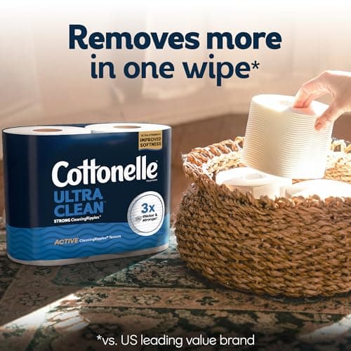 Cottonelle Ultra Clean Toilet Paper with Active CleaningRipples Texture, Strong Bath Tissue, 24 Family Mega Rolls = 132 Regular Rolls (4 Packs of 6) — view 2