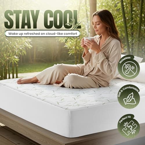 Utopia Bedding Waterproof Mattress Protector Twin XL Size, Bamboo Viscose Mattress Cover 200 GSM, Fits 15 Inches Deep, Breathable, Fitted Style with Stretchable Pockets — view 4