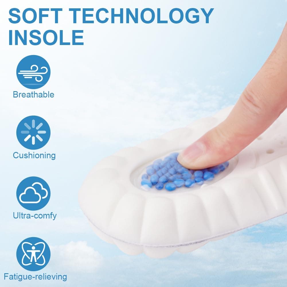 DiULi Women's Men's Memory Foam Insoles, 1 Pair Gel Memory Foam Insoles, Air Mattress Support Foam Insole, Comfortable Shock Absorption, Anti-Fatigue for Boots Shoes (36.5-37) — view 4