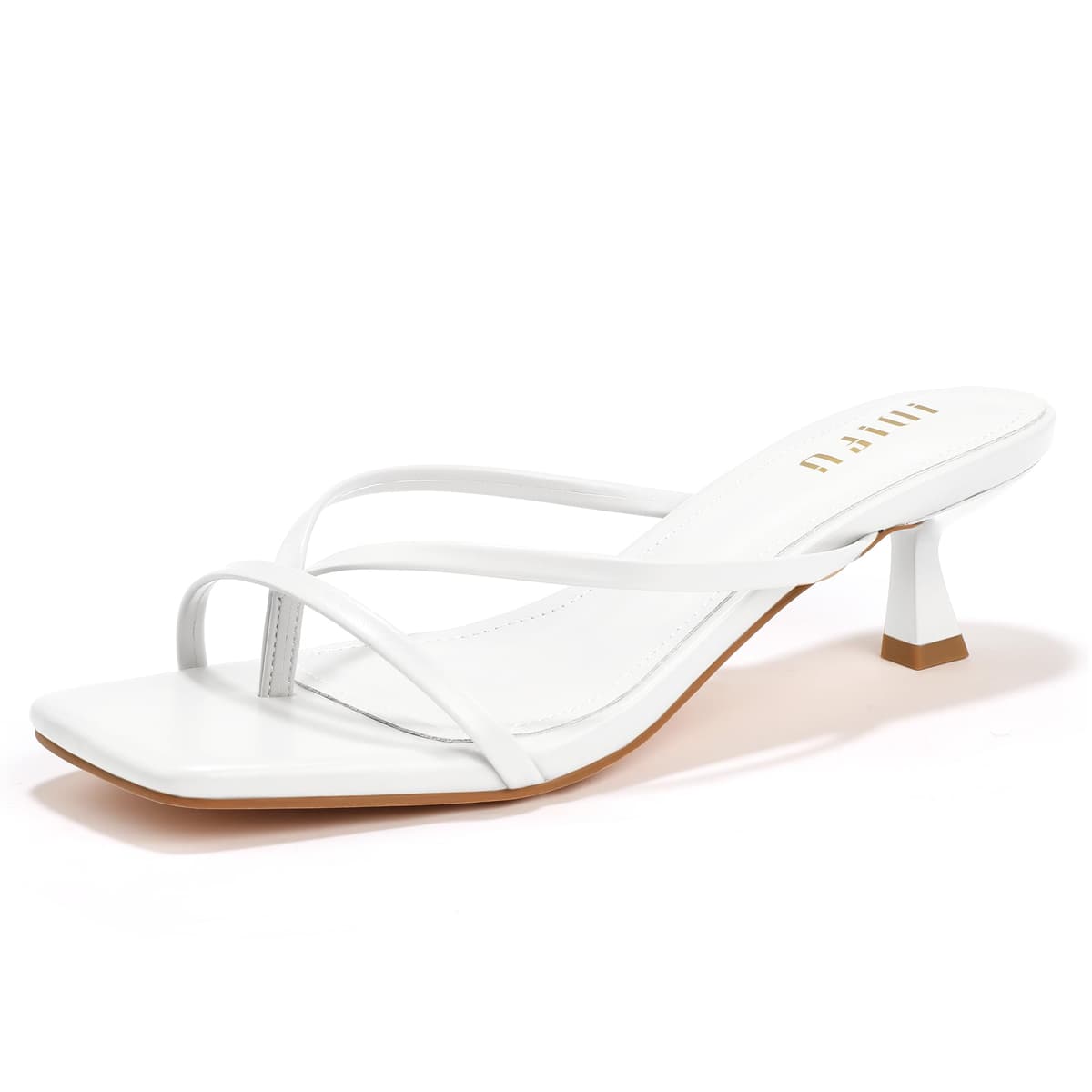IDIFU IN1 Kitten Heels for Women Flip Flop Strappy Square Open Toe Low Heeled Sandals Wedding Bride Prom Graduation Party Slide Dress Shoes Comfortable Cute Trendy Casual Thong Slip On Heels