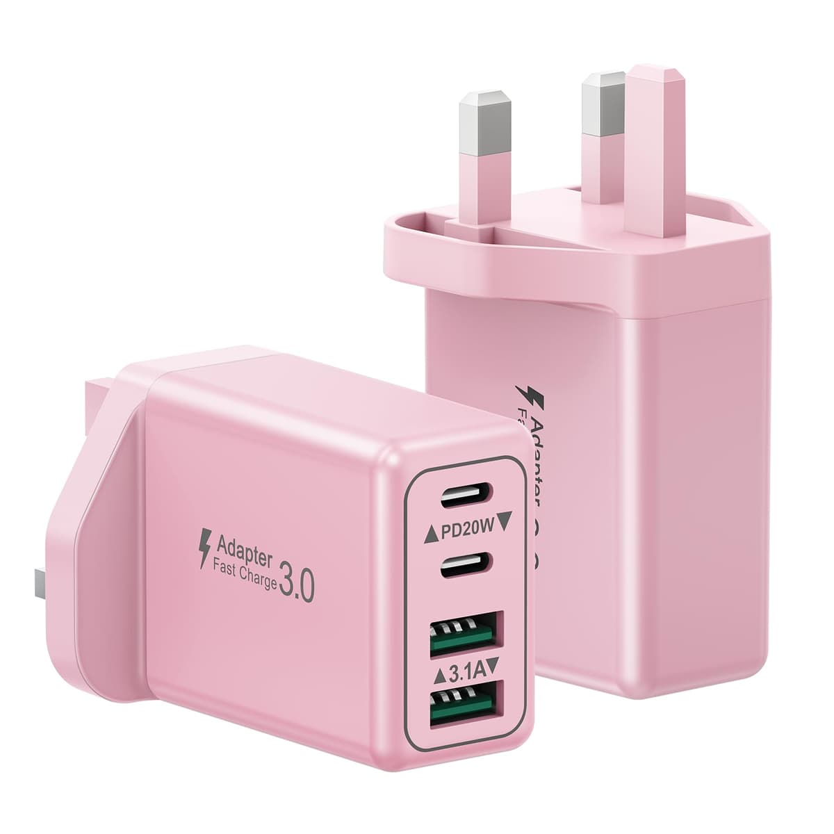 USB C Plug, 40W 4-Port Fast Charger Plug UK Dual Port PD Power Adapter +QC Multi Mains Wall Charger Type C Charging Plug for iPhone 16 15 14 13 12 11 Pro Max Plus XS XR SE,Samsung, iPad, AirPods — view 15
