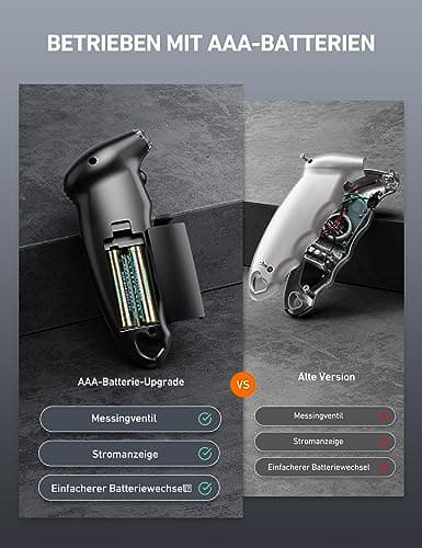 AstroAI Digital Tire Pressure Gauge 200 PSI, ANSI B40.7 Grade 2A Certified (+/-0.5%) Tire Pressure Monitor with AAA Batteries, Backlit LCD Displays, 4 Pressure Unit Settings for Car Trucks, Black,1P — view 4