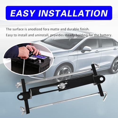 YAWUROU Adjustable Car Battery Hold Down Kit, Heavy-Duty Stainless Steel Battery Crossbar with 11 inches/ 27 cm J Bolts for Protecting & Securing Vehicle Batteries, Universal for Cars SUVs (Black) — view 3
