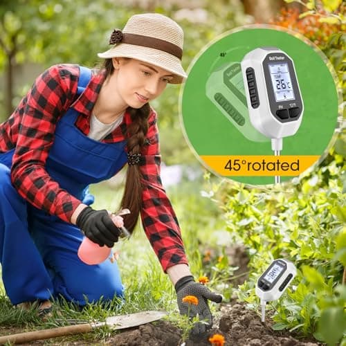 4-in-1 Soil Moisture Meter Digital Plant Temperature/Soil Moisture/PH Meter/Sunlight Intensity Backlight LCD Display Soil Test Meter for Gardening, Farming and Outdoor Plants — view 5