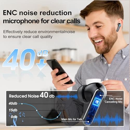 Wireless Earbuds, 48Hrs Bluetooth 5.3 Headphone in Ear with 4 ENC Mics — view 2