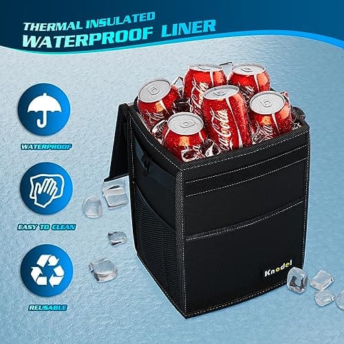 K KNODEL Car Garbgae Can with Lid, Car Trash Can (Medium, Black) — view 3