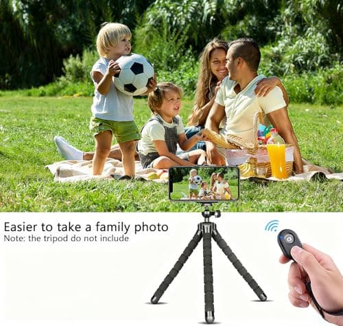 Cellphone Remote Shutter for Smartphones and Tablets, AOQIYUE Wireless Camera Remote Control Compatible with iPhone/Android Cellphone Wrist Strap Included (Black-Pink-Purple) — view 2