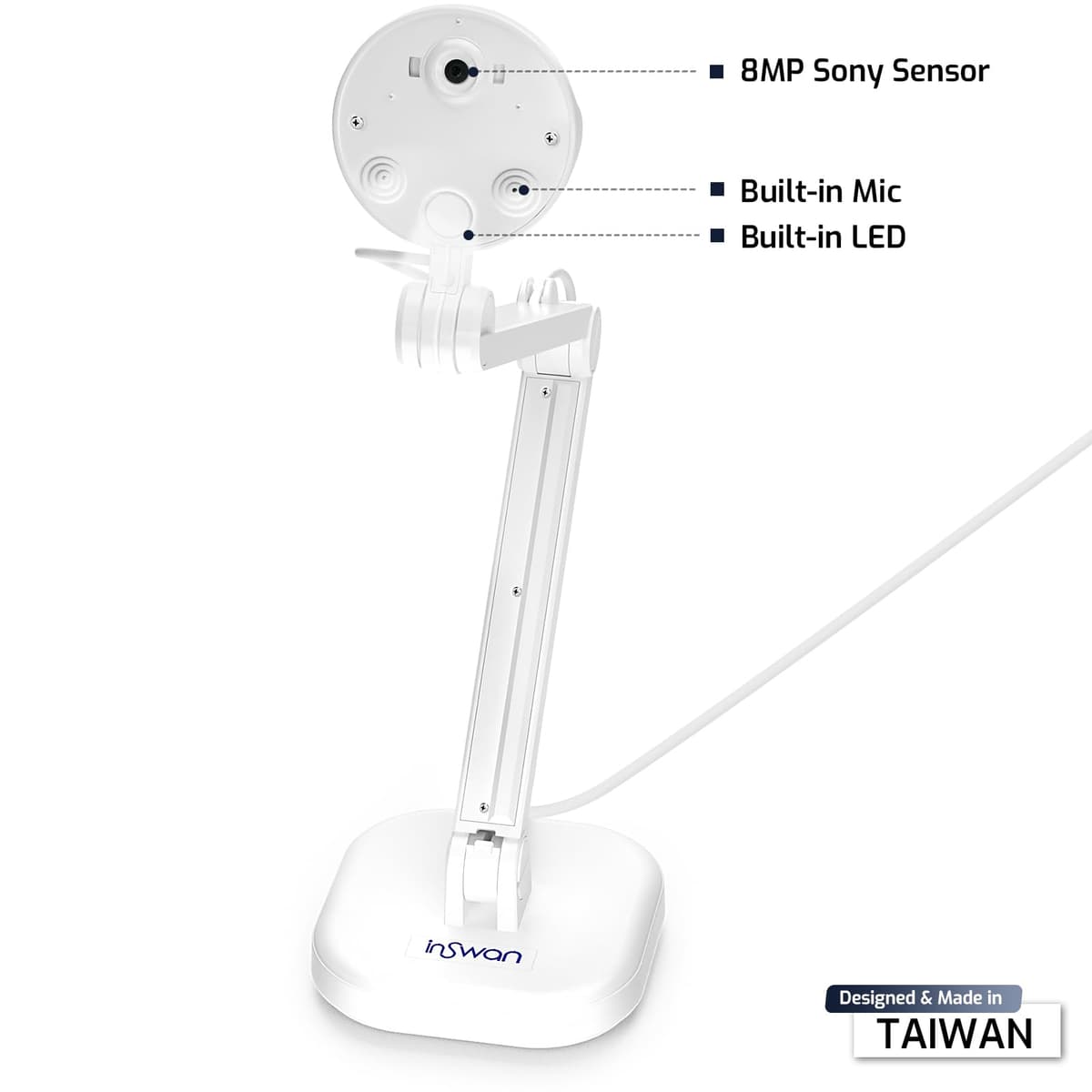 INSWAN INS-1 8MP Ultra High Definition USB Visualiser/Document Camera/Visualizer - Auto Focus, Visualiser for teaching, Compatible with Windows/MacOS/iPad/Chromebook (INS-1) — view 2
