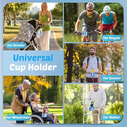 Stroller Cup Holder with Phone Holder, Accessories for Walker Wheelchair — view 5