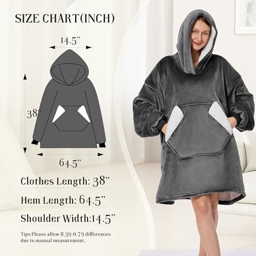 Ramees Wearable Blanket Hoodie, Oversized Sherpa Fleece Sweatshirt Blanket with Sleeves and Pockets — view 5