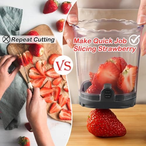Creative Strawberry & Fruit Slicer - Detachable Cutter with Push Plate (Black) — view 2