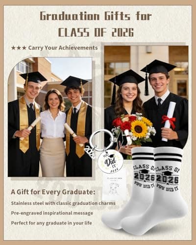 Graduation Gifts for Her Him 2026, CLASS OF 2026 YOU DID IT Socks, Funny Grad Gifts for Her Him, Congrats Grad Gift High School University — view 5
