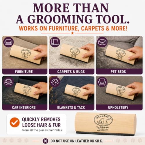 SleekEZ Deshedding Grooming Tool | Horse Brush Deshedder for Horse Grooming Kit | Pet Hair Removal Tool | Curry Comb | Deshedding Brush | Shedding Comb | Works on All Hair Types | Made in USA — view 3