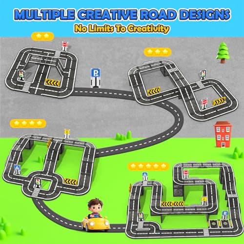 IGIVI Magnetic Tiles Road with Bridge Clamp, STEM Magnetic Building Blocks for Kids, Educational Montessori Sensory Toys for Kids Ages 3-5 4-8 5-7, Gift for 3+ Year Old Boys Girls — view 4