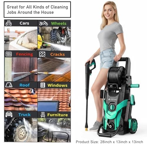 FOTING Power Washer, 4500 PSI Pressure Washer with 4 Quick Connect Nozzle & Foam Cannon&Inlet Hose, High Pressure Washer for Cars/Fences/Patio/Driveways — view 3