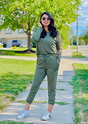 PRETTYGARDEN Women Fall 2 Piece Lounge Outfit Long Sleeve Tops High Waisted Jogger Pants Set Spring Travel Clothes Tracksuit (Light Green,Medium) — view 2