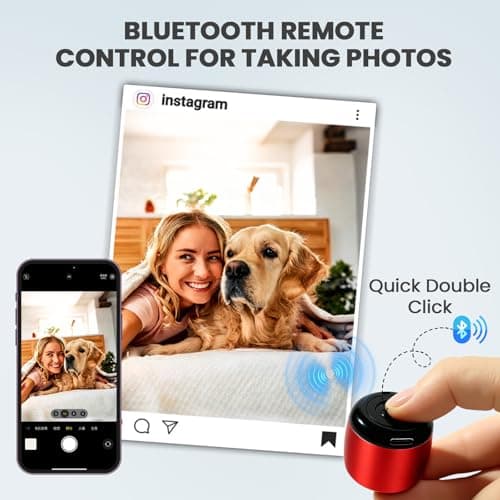 YXYKODM Best Mini Portable Bluetooth Speaker with HD Sound & Bass I Smallest Wireless Bluetooth Speakers for Phone/PC/Tablet I Photo Selfie Button Answer Phone Calls I Cute Tiny Speaker (Red) — view 3
