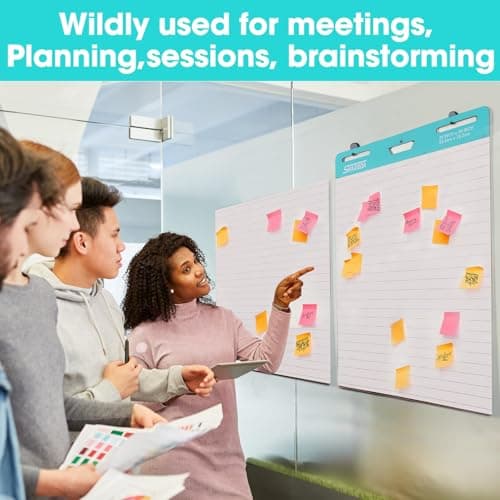SHARBDA Lined Sticky Easel Pad, 15 * 18 inch,Self-Stick Flip Chart Paper, Super Adhesive & Bleed-Resistant,Micro-Perforated Tear,Classroom Teacher Office Presentation Pads,3 Pads/Pack,90Sheets — view 4