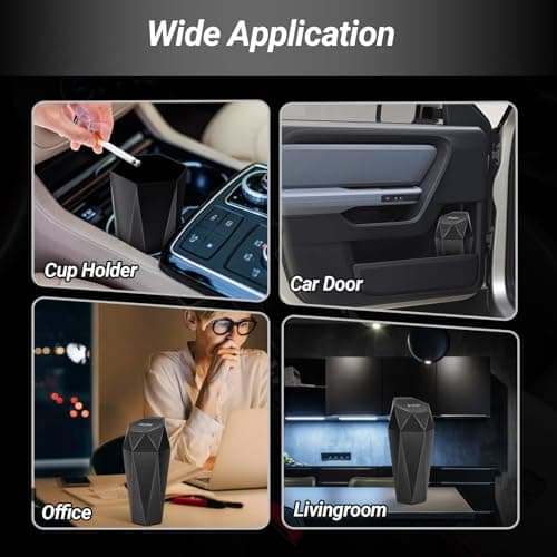 Ceecysaa Car Trash Can with Lid, Includes 30 Bags, Cup Holder Bin, Black — view 6