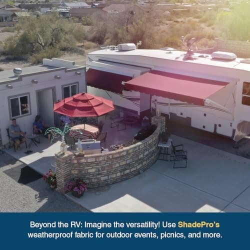 Shade Pro RV Awning Fabric Replacement | Durable Standard Grade Vinyl (17' [Fabric 16' 2"], Solid White) Camper Shade Awning Canopy — view 4