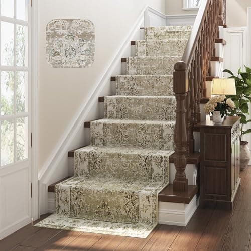 JINCHAN Runner Rug 3x10 Hallway Vintage Rugs Kitchen Washable Runner Floral Print Floor Cover Indoor Thin Rug Retro Mat Accent Rug Bathroom Laundry Room Bedroom Office Farmhouse Taupe