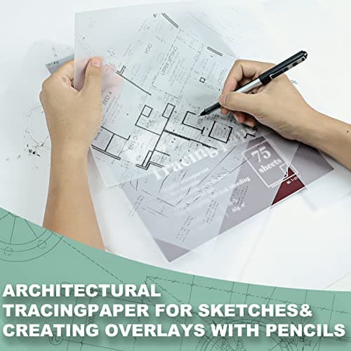 Tracing Paper 8.5x11 inch, 100 Sheets Transparent Vellum Paper for Tracing Pads, 38lb/60gsm Translucent Tracing Paper for Pencil, Marker and Ink，Trace Images, Sketch, Preliminary Drawing, Overlays. — view 5