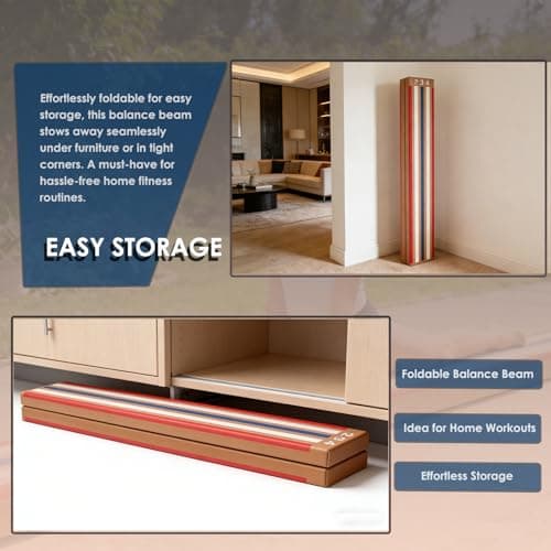 8 FT Folding Laser Beam Gymnastics, Non-Slip Floor Balance Beam | 330 Lbs Capacity, Pro-Grade Solid Wood Core for Kids, Beginners Professional | Home, School, Gym Training Equipment — view 7