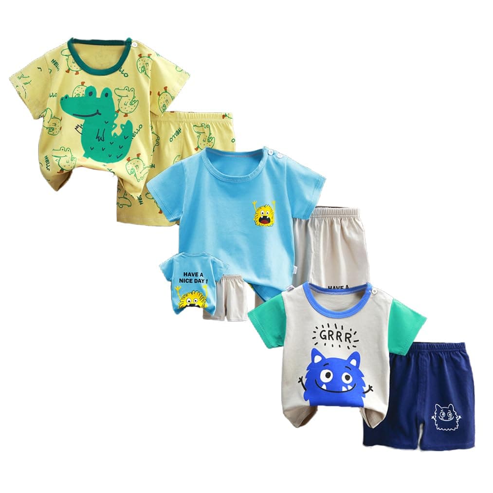 Bebé Niños Conjunto de 3 Juegos de Manga Corta y Pantalones Cortos de Media Manga, Paquete de 6 (con/sin Hebilla para el Hombro) — view 9