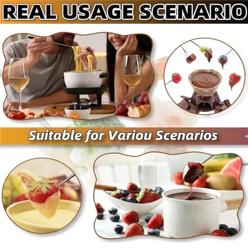 6Pcs Stainless Steel Fondue Forks 9.1" Fondue Sticks Fondue Cheese with Heat Resistant Handle Color Fondue Set for Grill Cake Chocolate Meat Fruits Cheese Fondue Fountain Roast Marshmallows Dessert — view 4