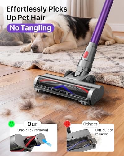 Cordless Stick Vacuum Cleaner for Home: 550W 45KPa Powerful Suction with HEPA Filter,55 Min Runtime, LED Display, Anti-Tangle Brush,Rechargeable Battery,Lightweight for Pet Hair,Carpets & Hard Floors — view 2