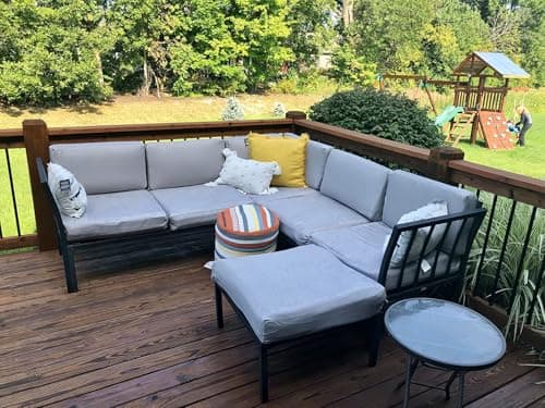 FLYMEI Patio Cushion Covers 19x19x3 Waterproof Outdoor Cushion Cover Replacement 4Packs Outdoor Seat Cushion Slipcover for Rattan Chair Sofa, Grey — view 7