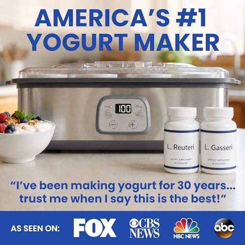Ultimate Probiotic Yogurt Maker with Adjustable Time & Temperature Control, Make Trillions of Probiotics for Better Gut Health, Two 1-Quart Containers for Larger Batches, ULTIMATE LIFETIME WARRANTY