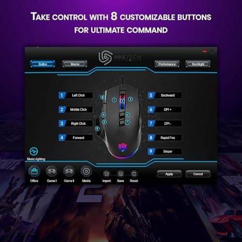 Wired Mouse for Gaming – USB Computer Mouse with 8 Programmable Buttons, 6 Adjustable DPI , Mechanical Switches, Rapid Fire & Sniper Buttons, Compatible with PC and Laptop – Black (Wicked Widow) — view 2
