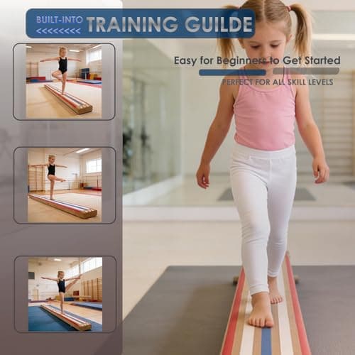 8 FT Folding Laser Beam Gymnastics, Non-Slip Floor Balance Beam | 330 Lbs Capacity, Pro-Grade Solid Wood Core for Kids, Beginners Professional | Home, School, Gym Training Equipment — view 2