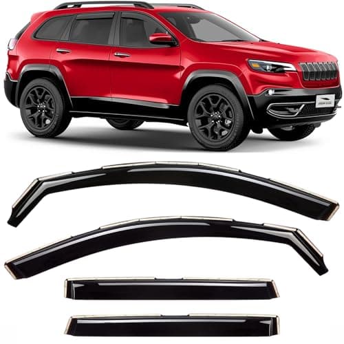Voron Glass in-Channel Extra Durable Rain Guards for Jeep Cherokee 2014-2023, Window Deflectors, Vent Window Visors, 4 Pieces - 200341