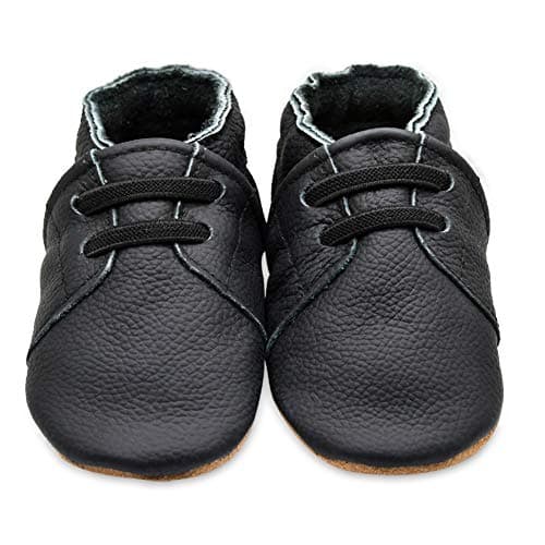 iEvolve Baby Toddler Soft Sole Prewalker Baby First Walking Shoes Crib Shoes Baby Moccasins (Black, 12-18 Months)