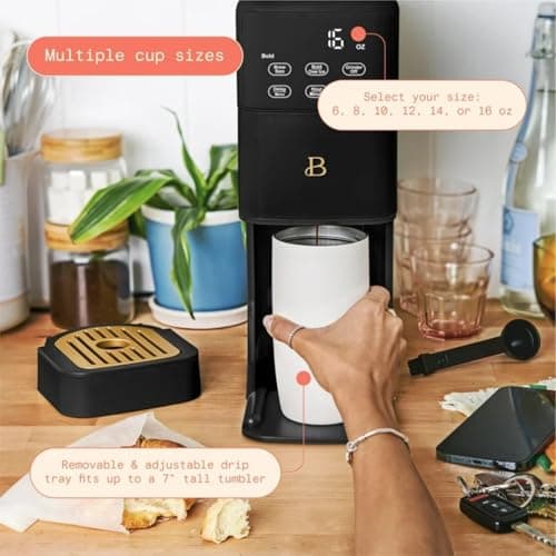 Programmable Single Serve Coffee Maker with Integrated Burr Grinder, Touch Controls, Fresh Custom Brew, Compact Design, Easy to Use — view 7