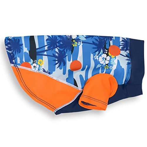 PlayaPup Dog Sun Shirt, USA Made (UPF 50+), Tropical Blazing Island, Small