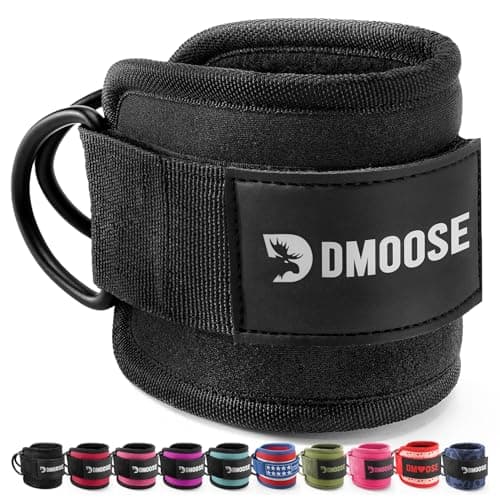 DMoose Ankle Straps for Cable Machines for Kickbacks, Glute Workouts, Leg Extensions, Curls, and Hip Abductors for Men and Women, Adjustable Ankle Strap with Double D-Rings and Neoprene Support