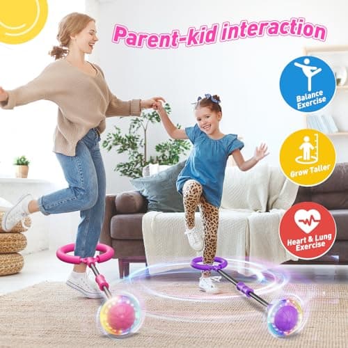 Flooyes Skip Ball for Kids, Ankle Ball Toy with Counter, Timer and Cal Calculator, Girl Birthday Gifts for Age 6 7 8 9 10+, Rechargeable Colorful Flash Wheel Jumping Balls for Girls Boys(Pink) — view 5