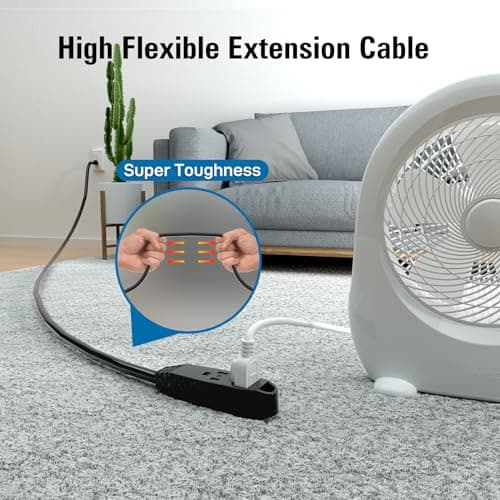 25-Feet 3 Outlet Extension Cord, Kasonic UL Listed, 16/3 SJTW 3-Wire Grounded, 13 Amp 125 V 1625 Watts, Multi-Outlet Indoor/Outdoor Use, Black — view 4
