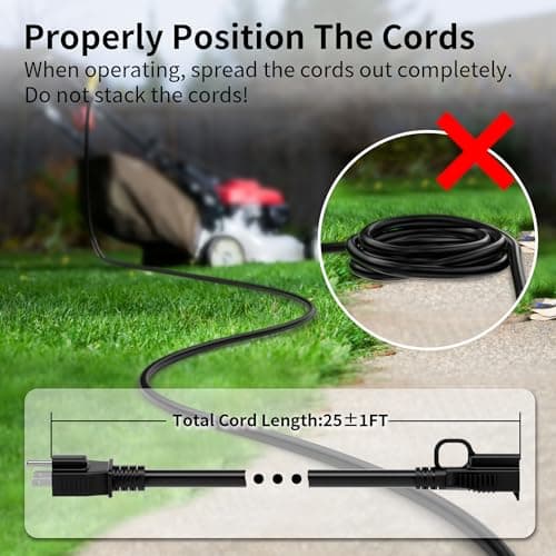 HUANCHAIN Indoor Outdoor Black Extension Cord 25 ft Waterproof, 16/3 Gauge Flexible Cold-Resistant Appliance Cable Outside, 13A 1625W 16AWG SJTW, 3 Prong Electric Cord, ETL — view 5