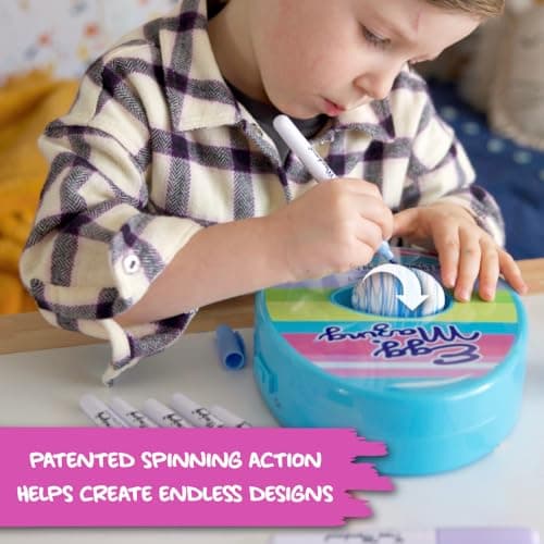Eggmazing Egg Decorator Kit - Arts and Crafts Set with Egg Decorating Spinner and 8 Colorful Quick Drying Non Toxic Markers (Blue), Ages 3 and Up